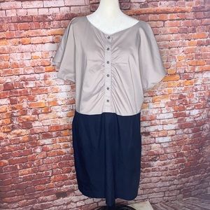 Gap Navy and Khaki Short Sleeved Color Block Shirt Dress